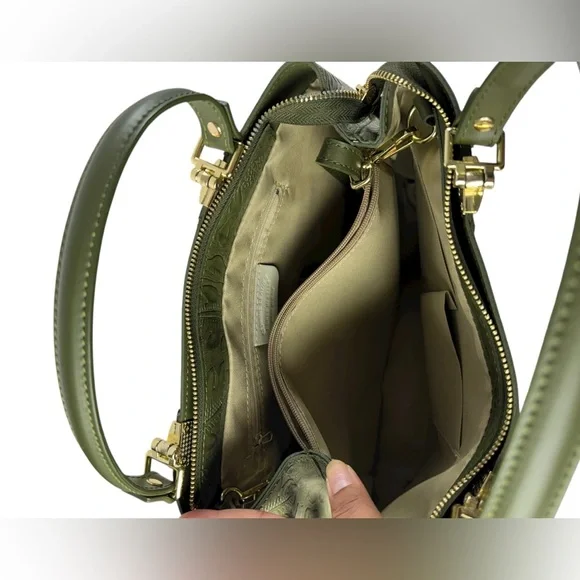ZAGARA floral embossed Leather handbag ~ Made in Italy